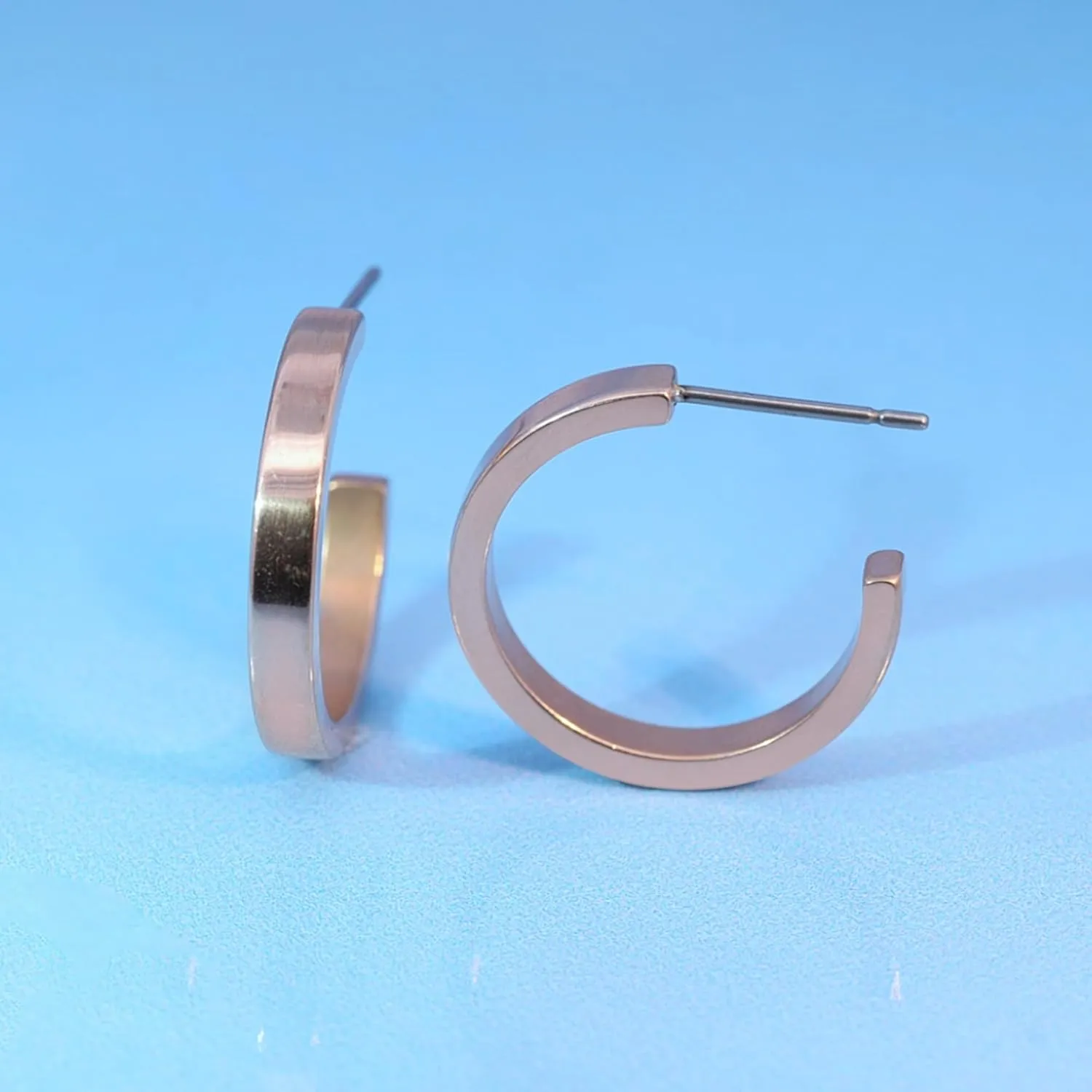 Limerencia Hypoallergenic G23 Pure Titanium Big Post Thin Square Edge Open Hoop | F136 Implant Grade Womens Dainty Hoop Earrings | Lightweight for Sensitive Ears