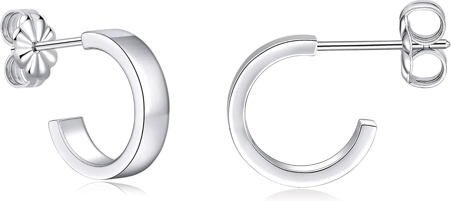 Limerencia Hypoallergenic G23 Pure Titanium Big Post Thin Square Edge Open Hoop | F136 Implant Grade Womens Dainty Hoop Earrings | Lightweight for Sensitive Ears