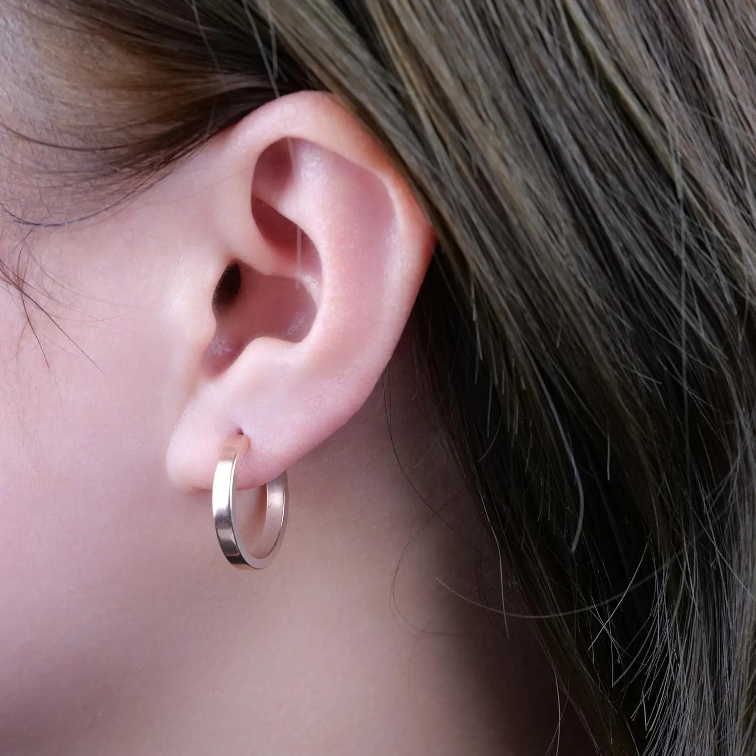 Limerencia Hypoallergenic G23 Pure Titanium Big Post Thin Square Edge Open Hoop | F136 Implant Grade Womens Dainty Hoop Earrings | Lightweight for Sensitive Ears