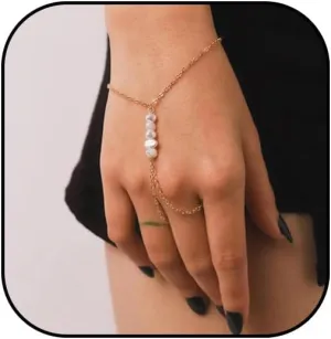 LIU JUN Hand Chain Bracelet For Women, 14k Finger Ring Chains Bracelets Heart Infinity Summer Minimalist Boho Beach Stainless Steel Gift Jewelry