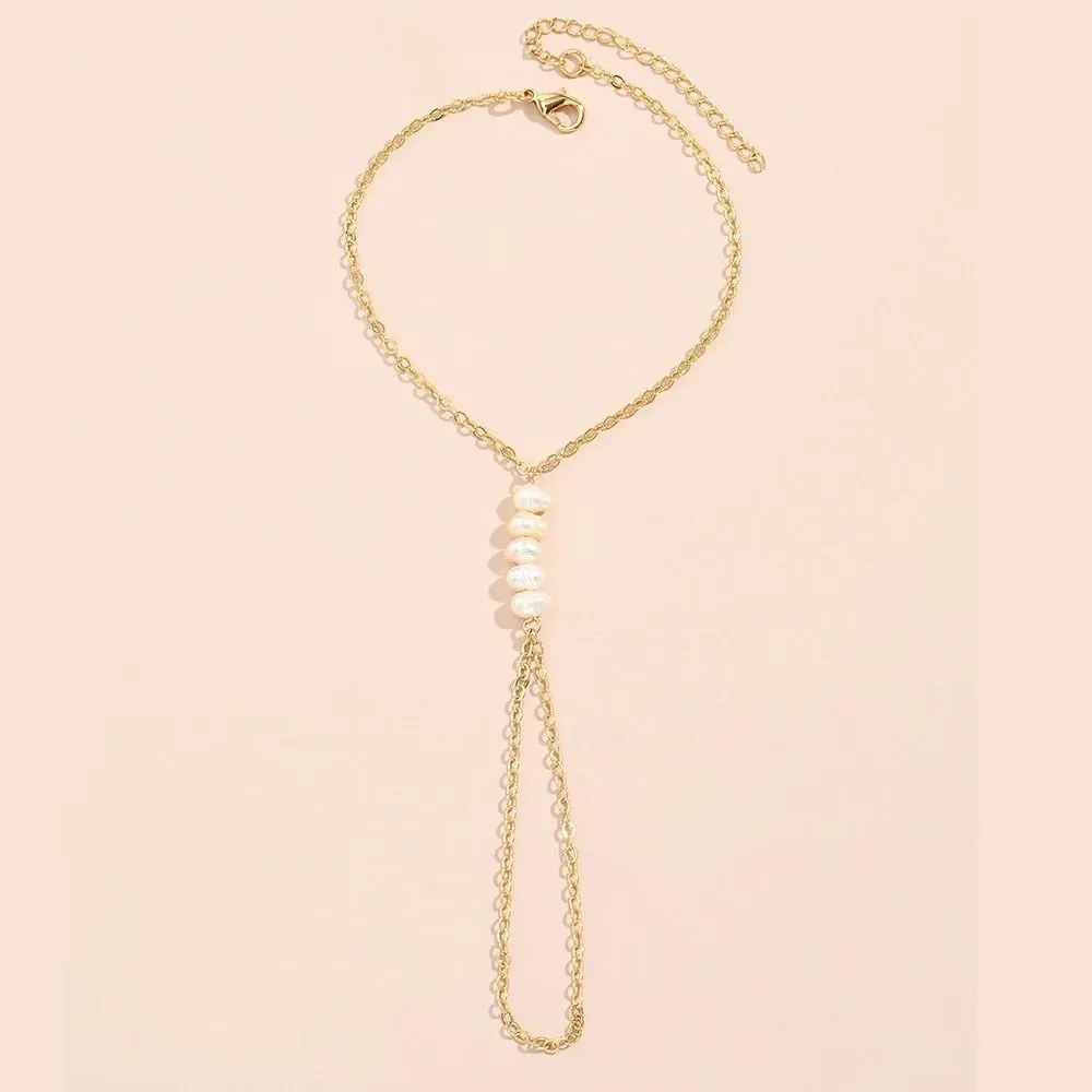 LIU JUN Hand Chain Bracelet For Women, 14k Finger Ring Chains Bracelets Heart Infinity Summer Minimalist Boho Beach Stainless Steel Gift Jewelry
