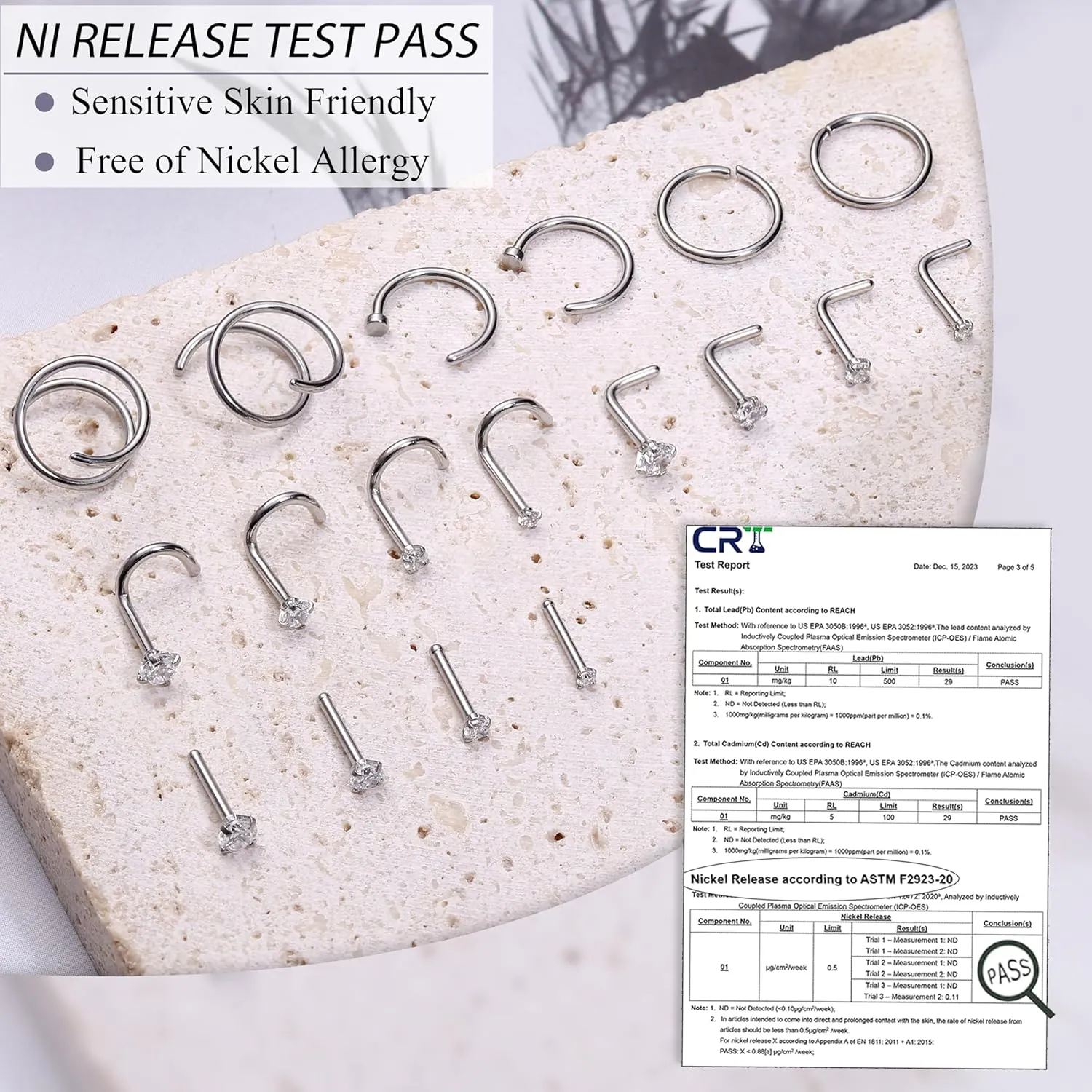 LOYALLOOK 18Pcs Nose Rings Studs - 316L Surgical Steel Gold Nose Studs Double Hoop Nose Ring for Women Men 18G/20G Nose Rings Stud Hypoallergenic Nose/Body Piercing Jewelry 1.5mm 2mm 2.5mm 3mm CZ