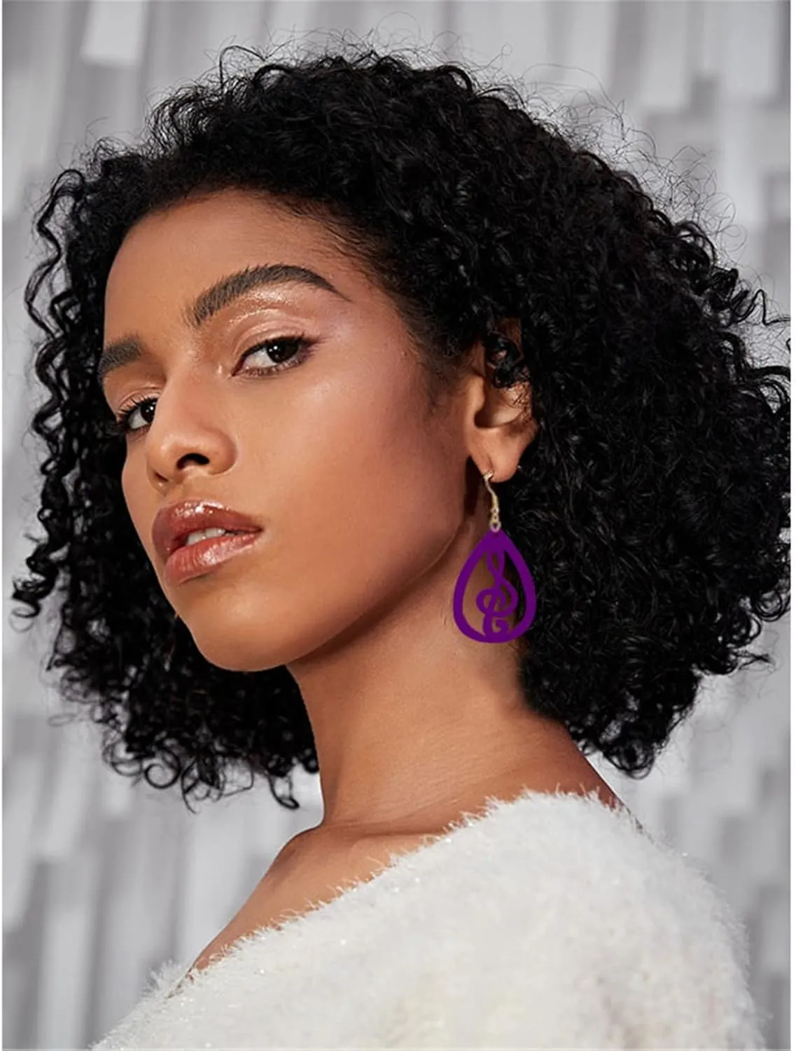 MALOYANVE Wooden Musical Note Earrings for Women Creative Vintage Bohemian Hollow Out Treble Eighth Music Clef Note Shaped Brown Black Boho Geometric Wood Earrings