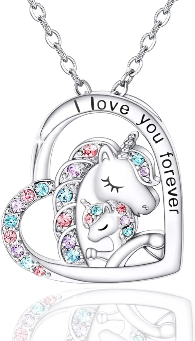 M&Ostyle I Love You Necklace for Girls Crystal Heart Pendant Necklaces Jewelry Gifts for Girls Daughter Granddaughter Niece Birthday