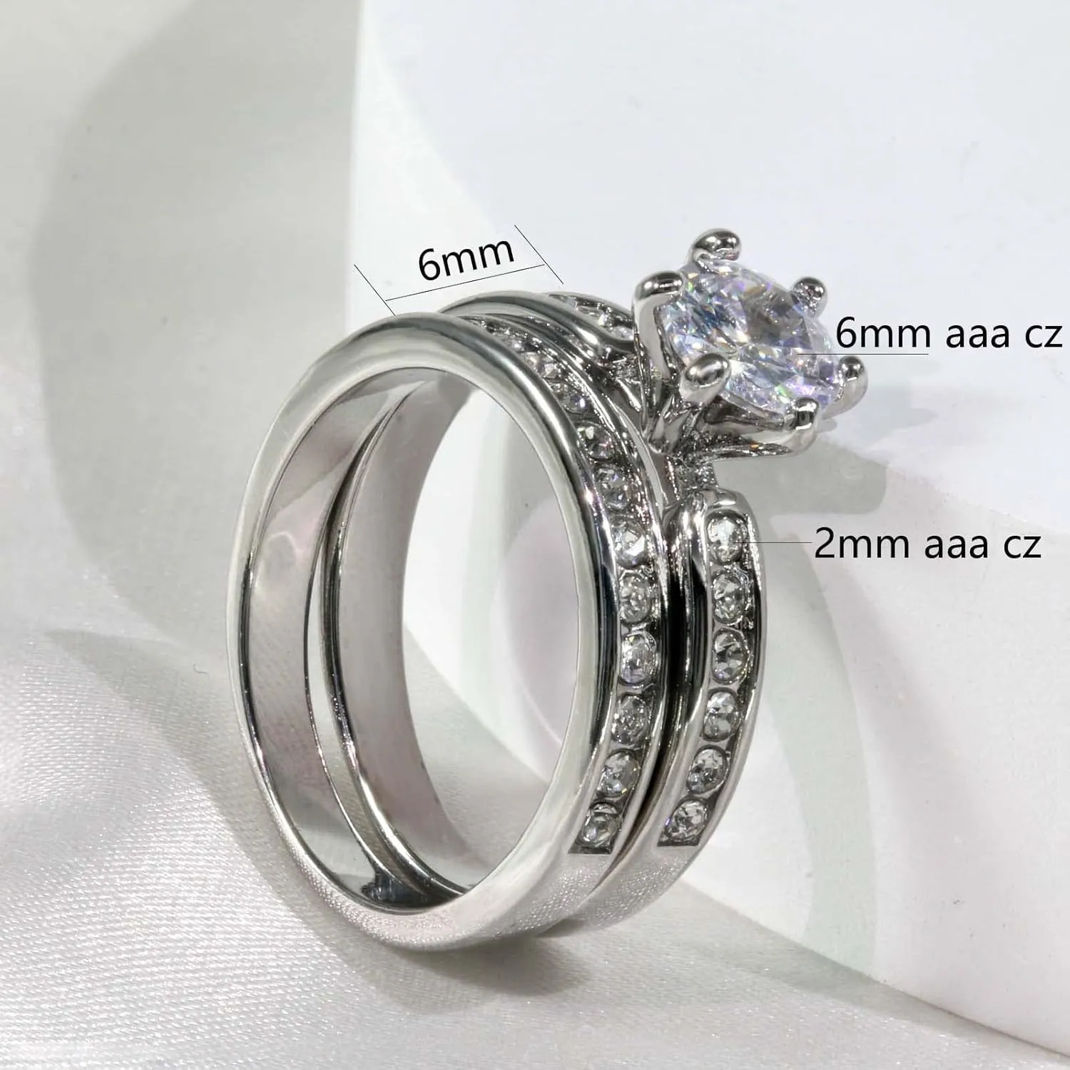 MASHAN Couple Rings His Her Wedding Ring Sets Matching Rings White Gold Plated AAA CZ Ring Titanium Men Ring