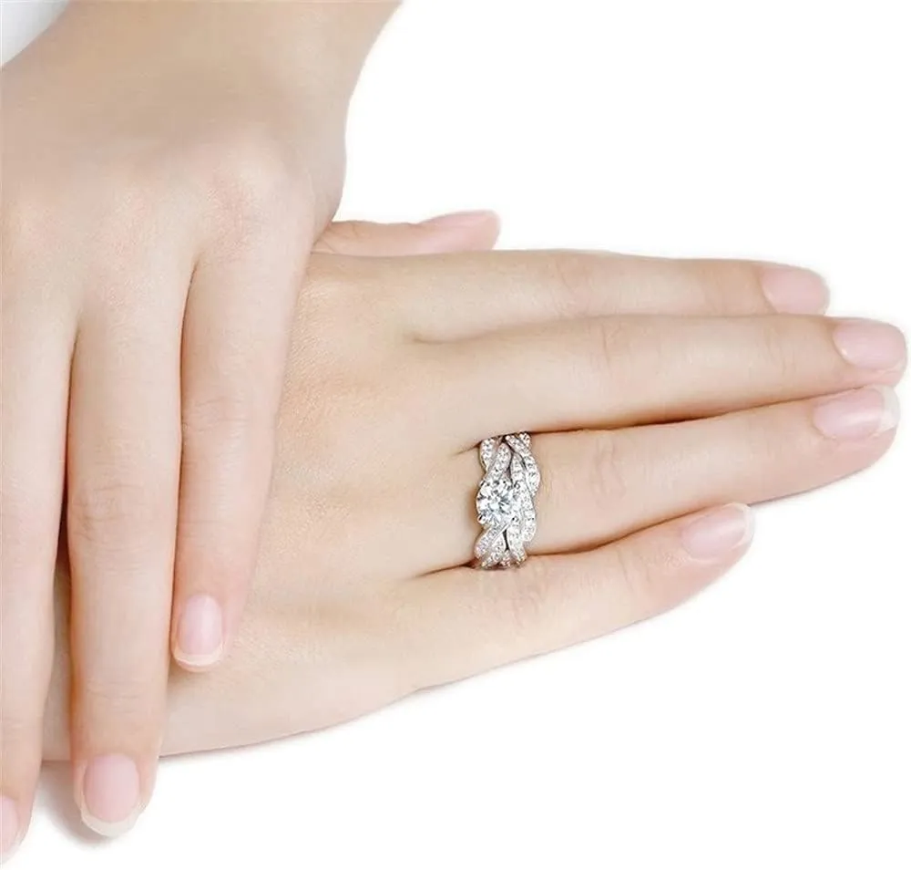 MASHAN Couple Rings His Her Wedding Ring Sets Matching Rings White Gold Plated AAA CZ Ring Titanium Mens Wedding Bands