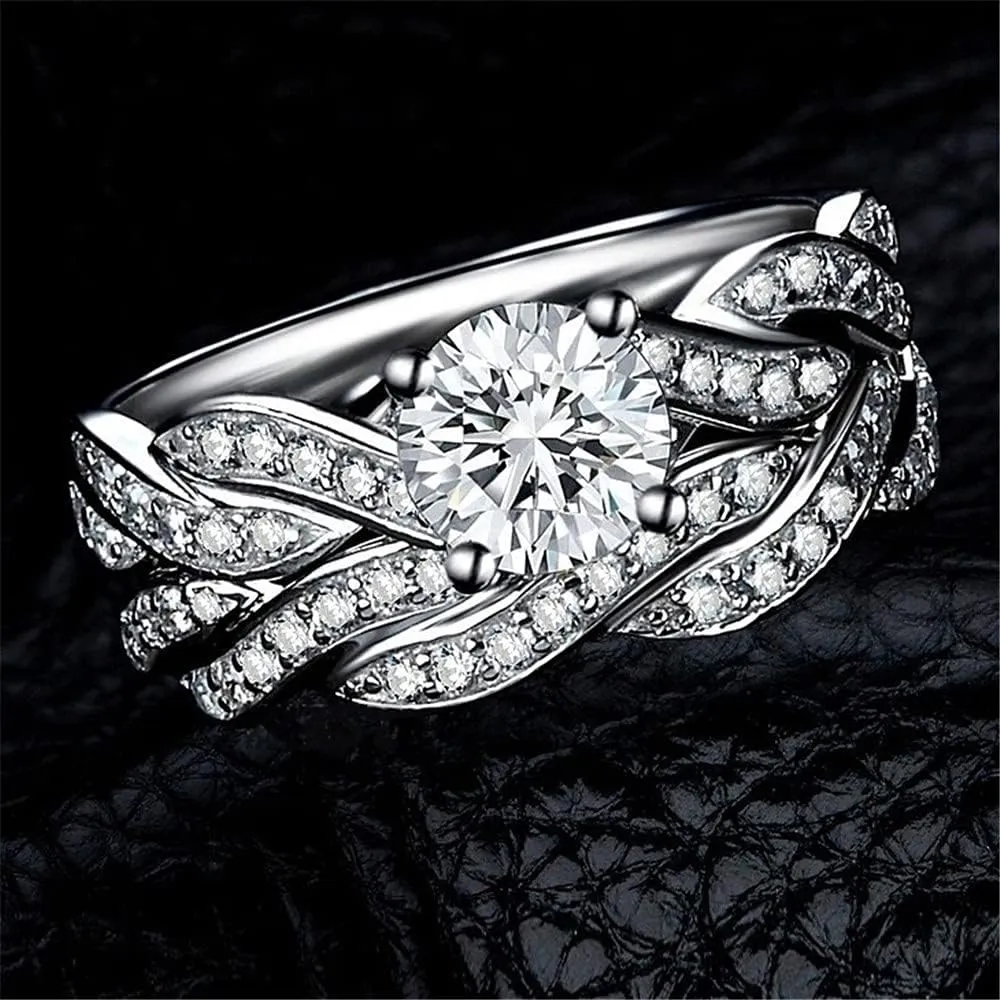 MASHAN Couple Rings His Her Wedding Ring Sets Matching Rings White Gold Plated AAA CZ Ring Titanium Mens Wedding Bands