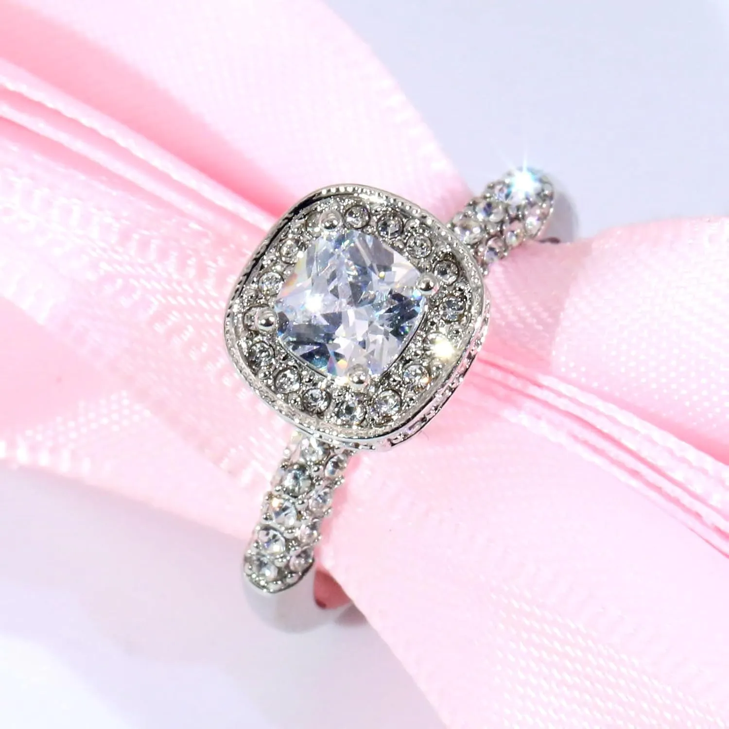 Matching Rings White Gold Plated AAA CZ Women Ring Couple Rings Wedding Band His and Her Ring