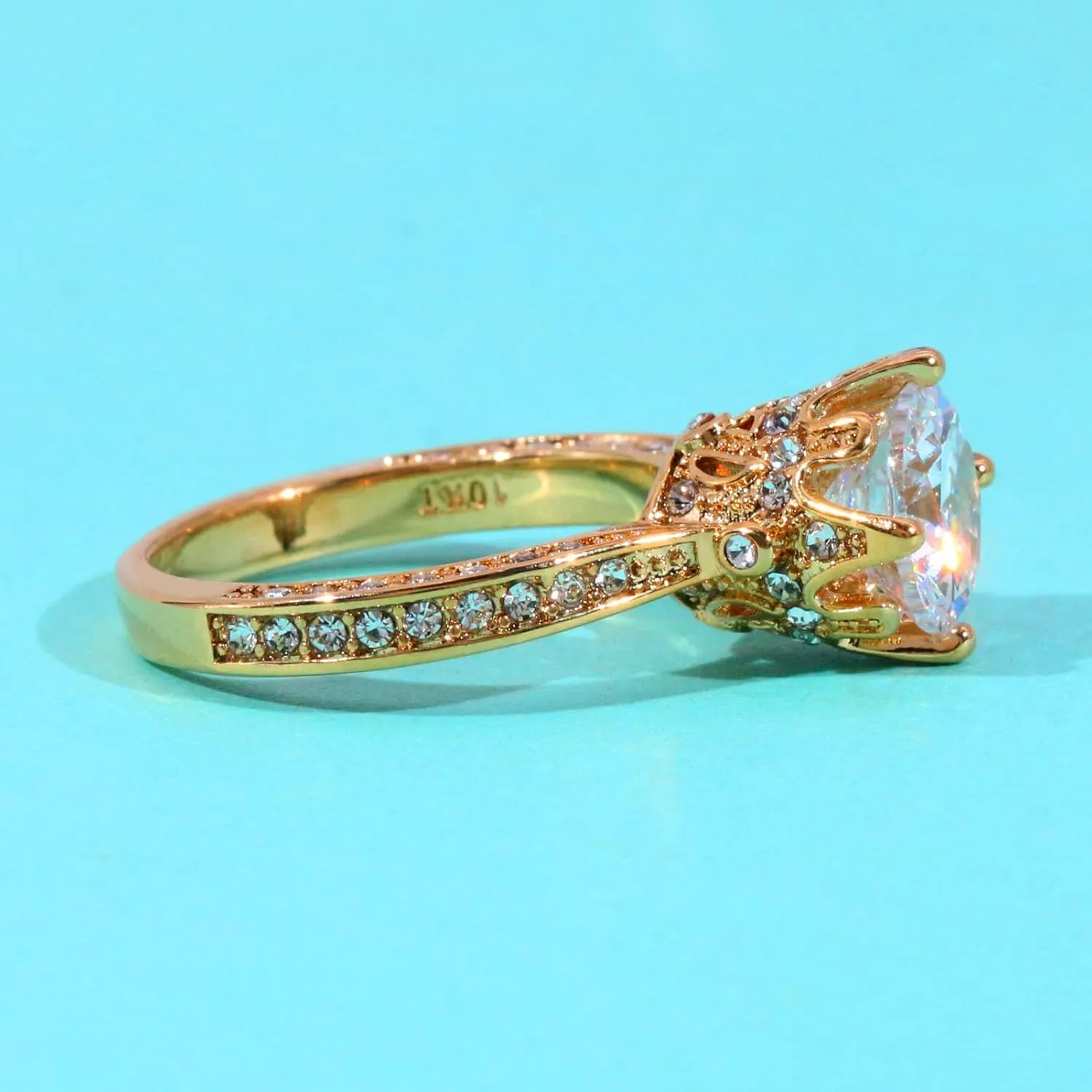 Matching Rings Yellow Gold Plated AAA CZ Women Ring Couple Rings Wedding Band His and Her Ring