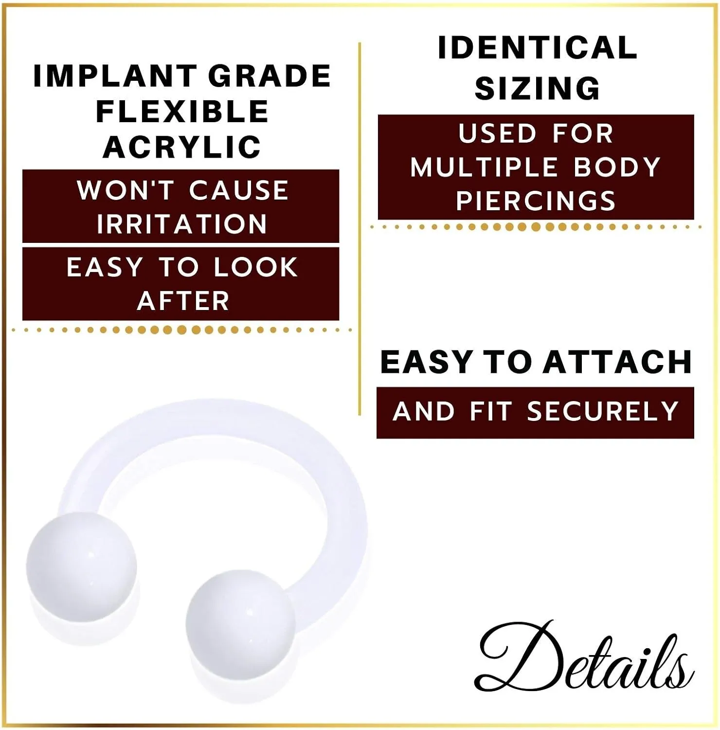 MATIGA 2Pcs Acrylic 16 gauge 5/16 8mm horseshoe earrings Piercing Jewelry Helix Rook Daith Eyebrow Cartilage 3mm Ball More Choices