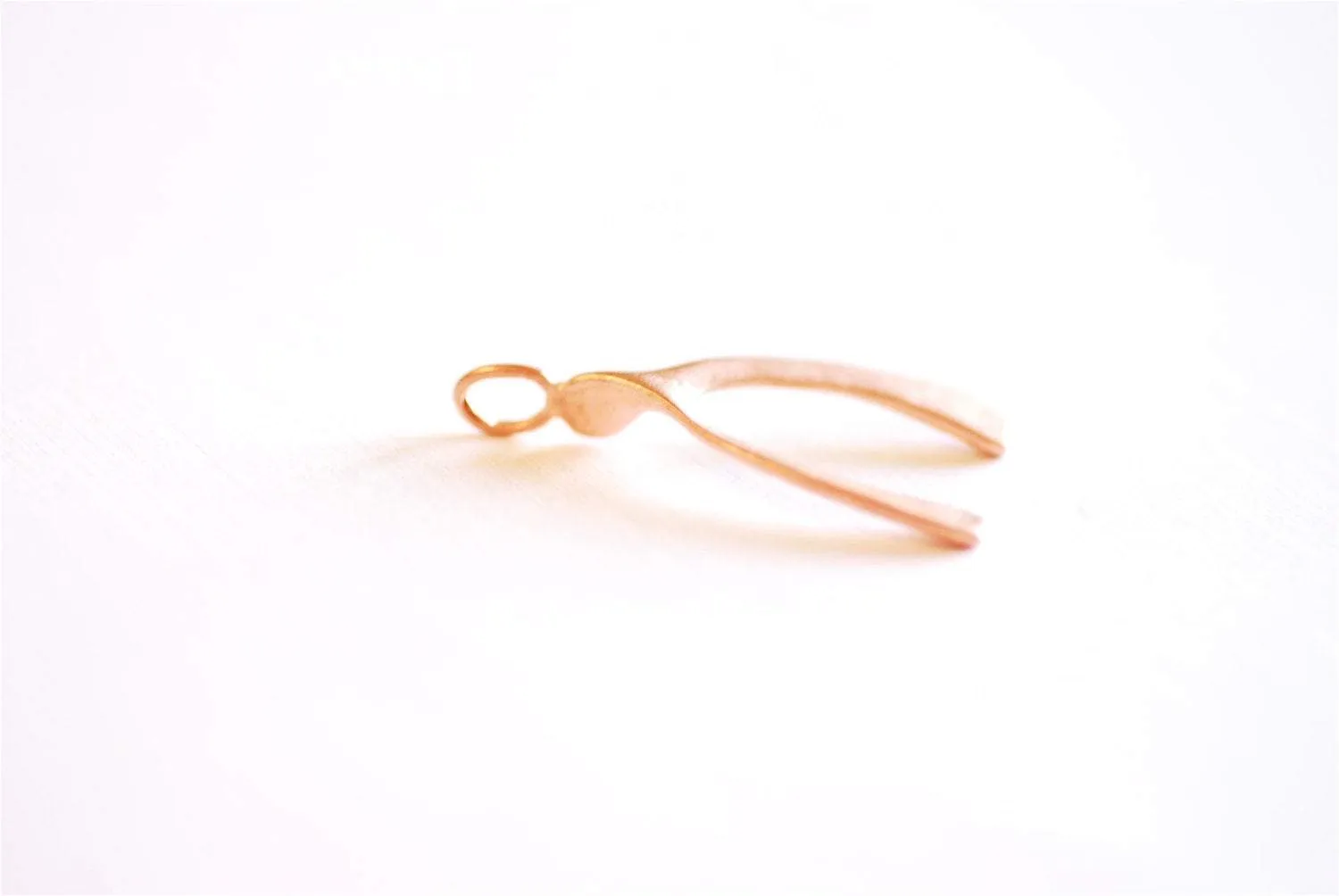 Matte Vermeil Gold Wishbone Charm Pendant- 18k gold plated over Sterling Silver Wishbone, Gold Wishbone Charm, Large Chicken Bone, 234