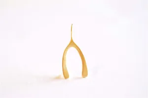 Matte Vermeil Gold Wishbone Charm Pendant- 18k gold plated over Sterling Silver Wishbone, Gold Wishbone Charm, Large Chicken Bone, 234