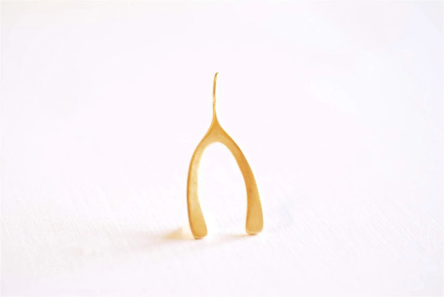 Matte Vermeil Gold Wishbone Charm Pendant- 18k gold plated over Sterling Silver Wishbone, Gold Wishbone Charm, Large Chicken Bone, 234