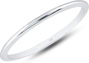 MAX   STONE 1MM Thin 14k Gold Wedding Band Ring for Women Dainty Stacking Ring in Rose White or Yellow Gold Hypoallergenic Anti Tarnish Spacer Ring Sizes 4.5 to 10