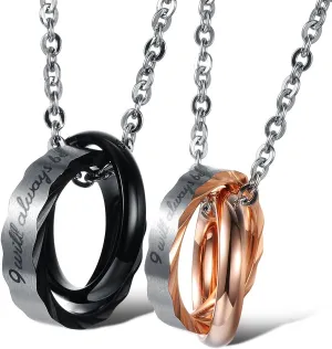 MAXVIN Matching Necklace For Couples Titanium Promise Love Stainless Steel Pendant Necklaces for Him,Her Jewelry Set Gifts for Anniversary