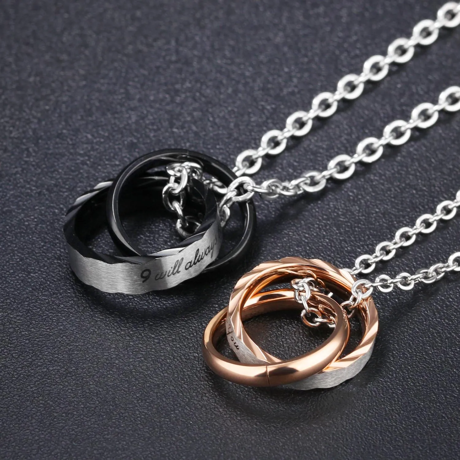 MAXVIN Matching Necklace For Couples Titanium Promise Love Stainless Steel Pendant Necklaces for Him,Her Jewelry Set Gifts for Anniversary
