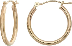 MAZZERI Solid 14k Gold Hoop Earrings 14k Real Gold For Women and Men - Diamond-cut Design, Hypoallergenic, Made in the USA,