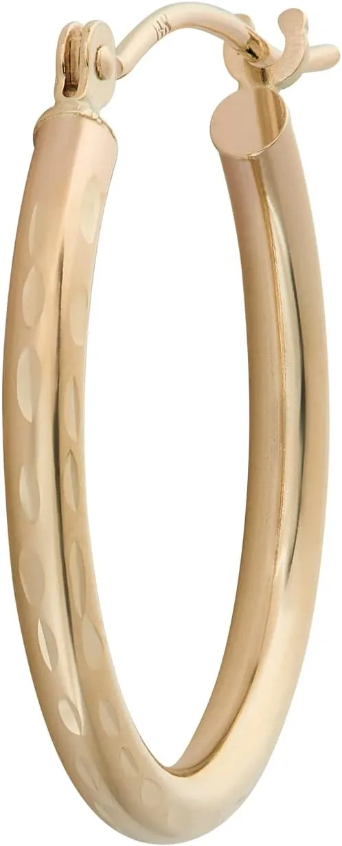 MAZZERI Solid 14k Gold Hoop Earrings 14k Real Gold For Women and Men - Diamond-cut Design, Hypoallergenic, Made in the USA,