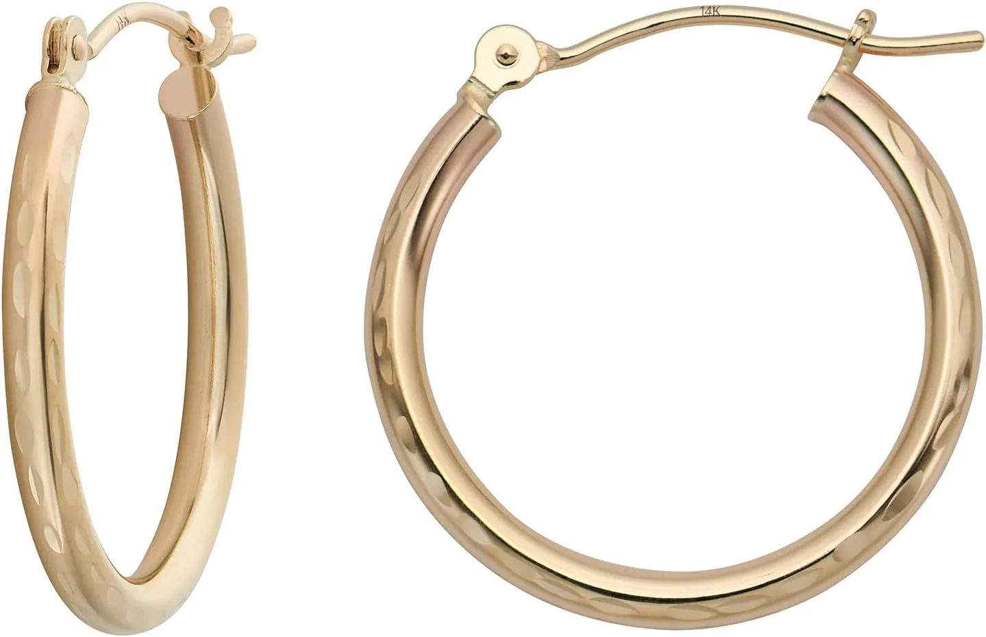 MAZZERI Solid 14k Gold Hoop Earrings 14k Real Gold For Women and Men - Diamond-cut Design, Hypoallergenic, Made in the USA,