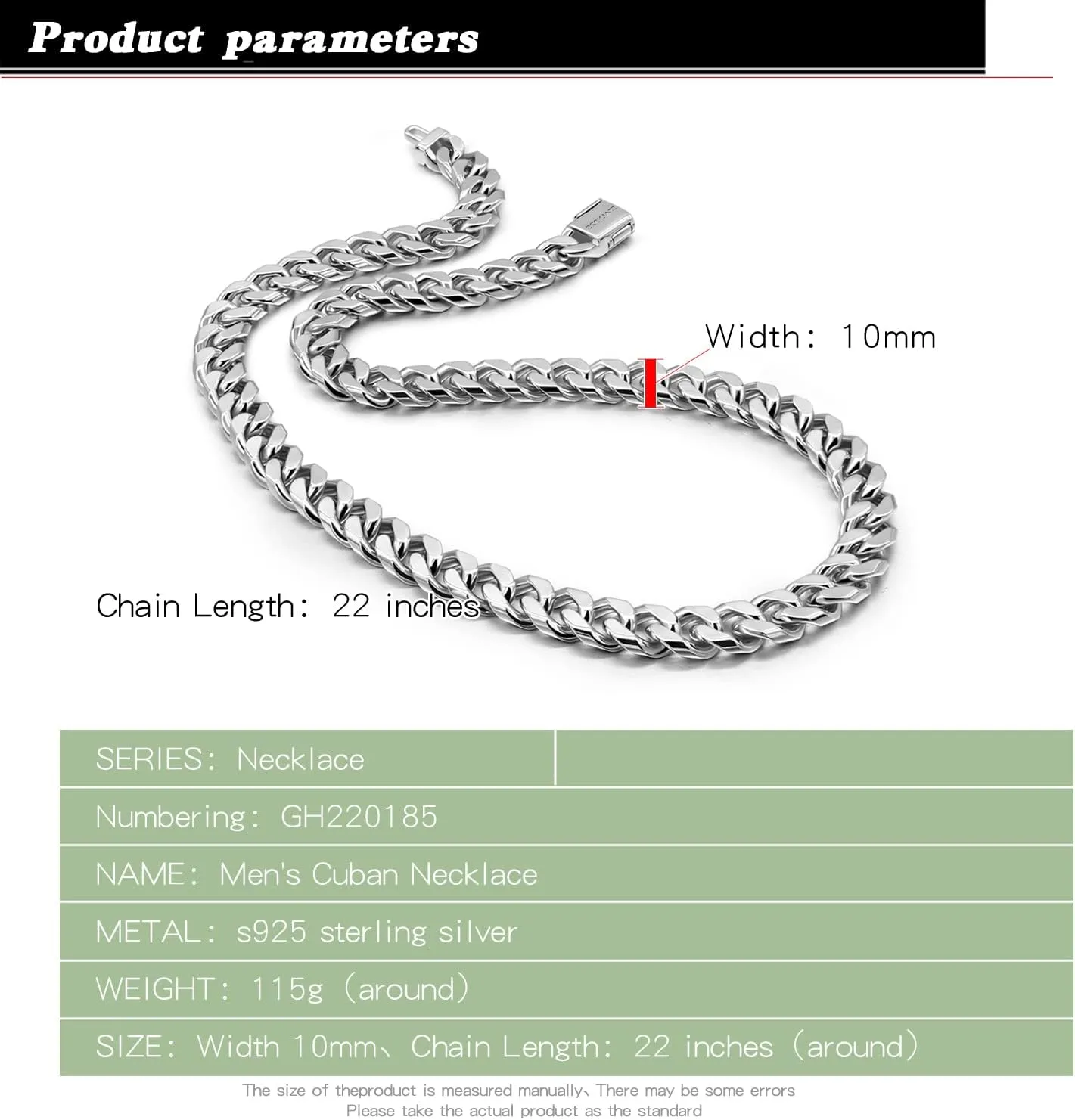 Men 925 Sterling Silver Solid Miami Cuban Chain Necklace 10MM &12MM- Curb Cuban 18 "20 "22" 24 "26" 28" Thick Big Link Choker For Man - Fine Jewelry