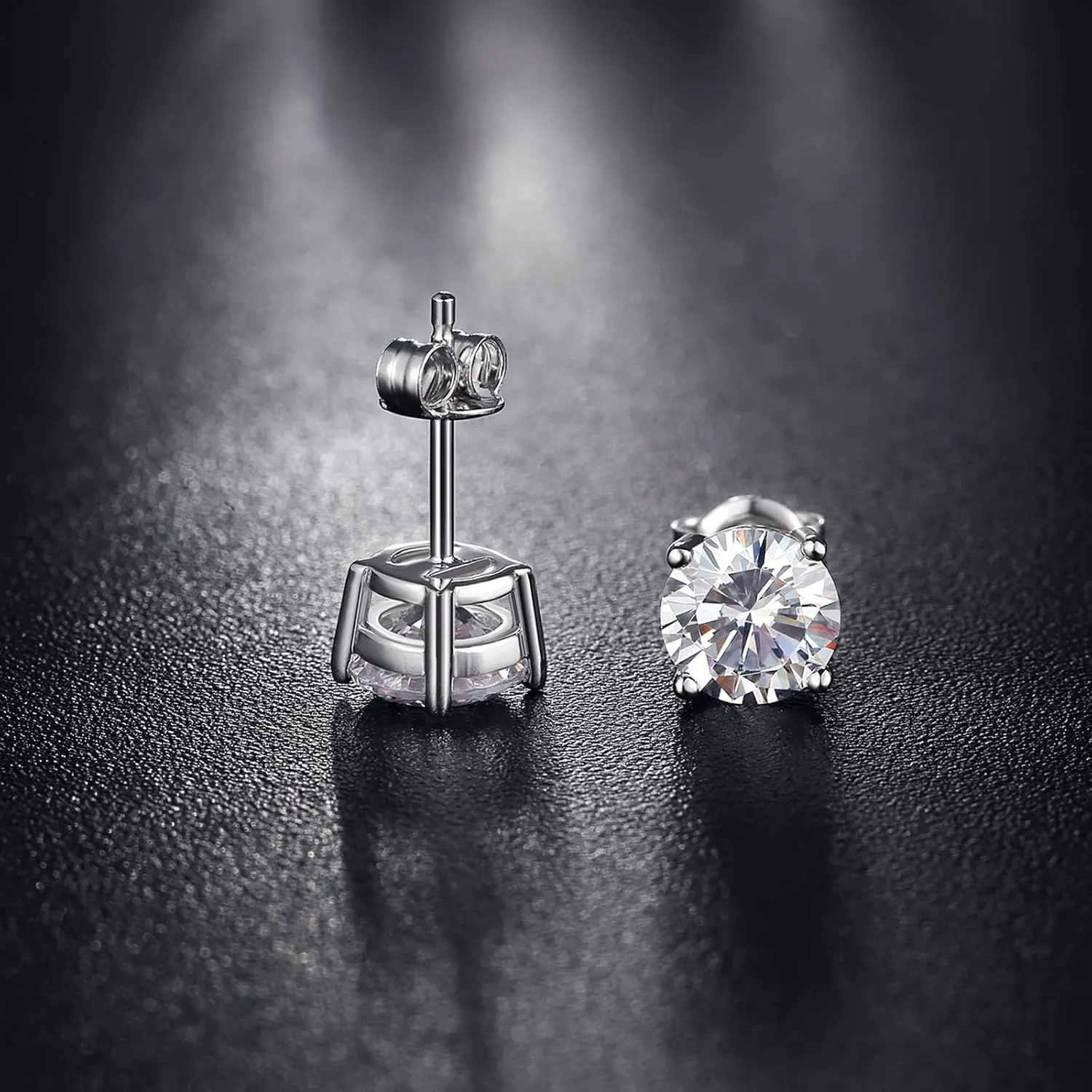 Men Stud Earrings 925 Sterling Silver Stud Earrings for Women/Men, Stud Earring with 5A  Cubic Zirconia Hypoallergenic Earrings for Unisex 4MM-8MM