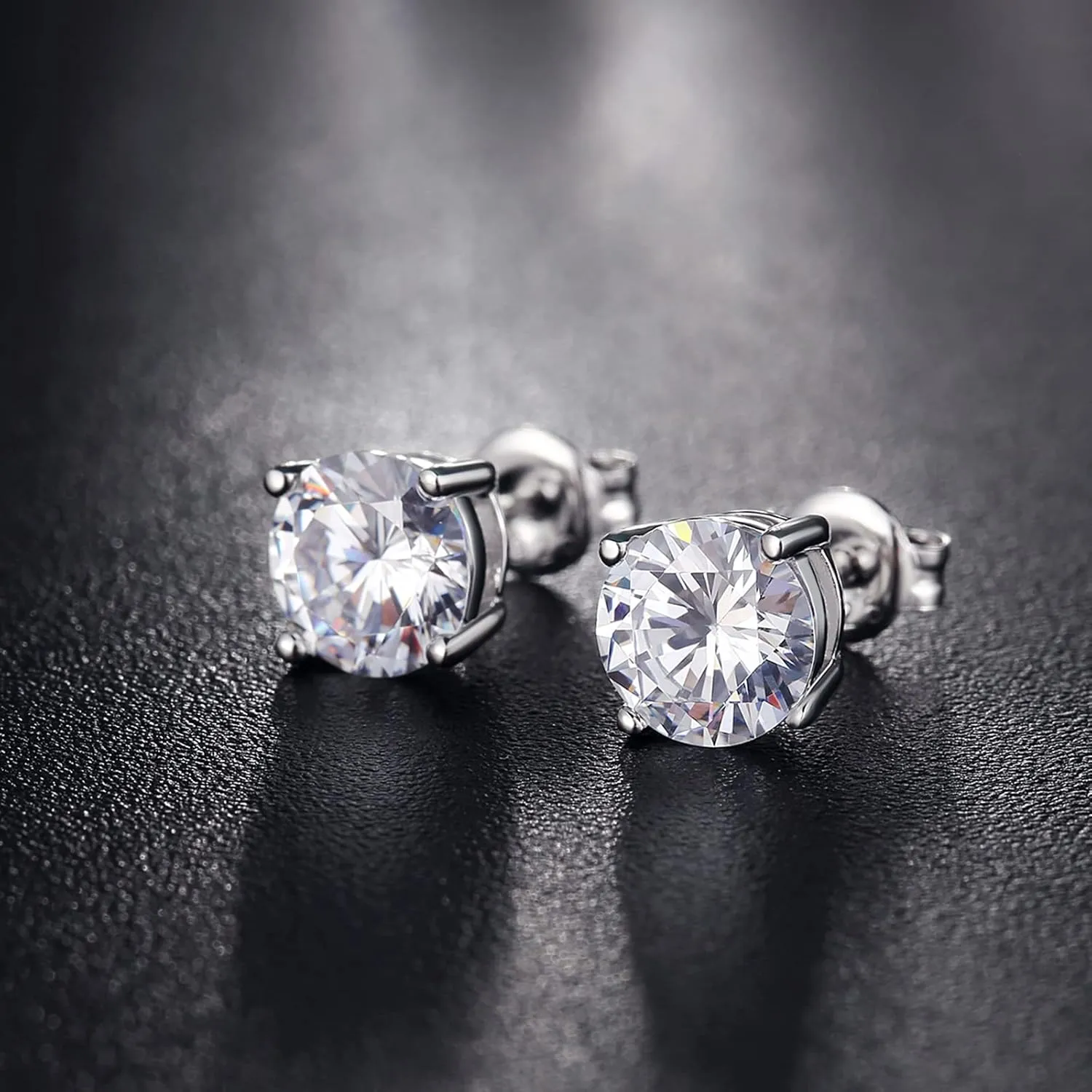 Men Stud Earrings 925 Sterling Silver Stud Earrings for Women/Men, Stud Earring with 5A  Cubic Zirconia Hypoallergenic Earrings for Unisex 4MM-8MM