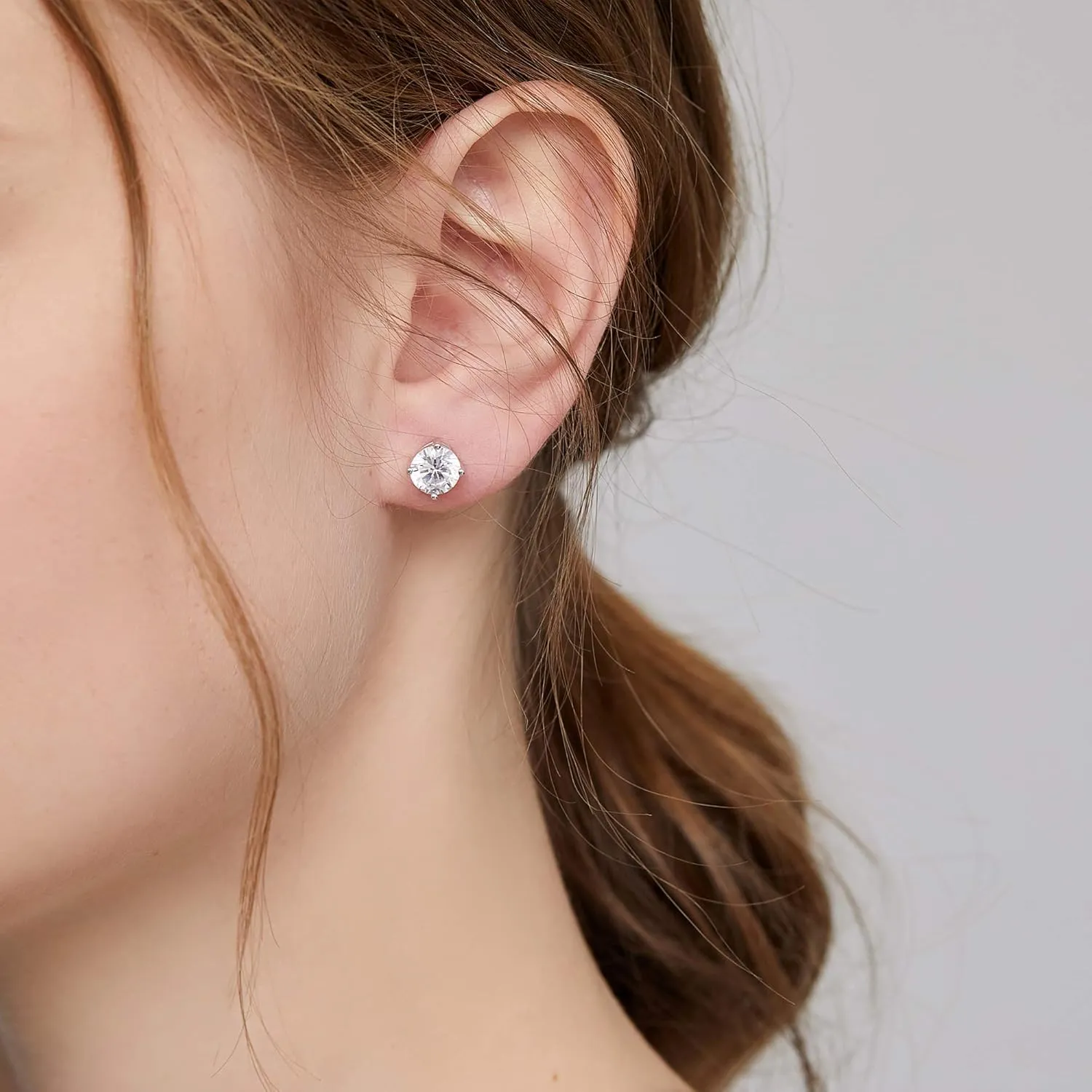 Men Stud Earrings 925 Sterling Silver Stud Earrings for Women/Men, Stud Earring with 5A  Cubic Zirconia Hypoallergenic Earrings for Unisex 4MM-8MM