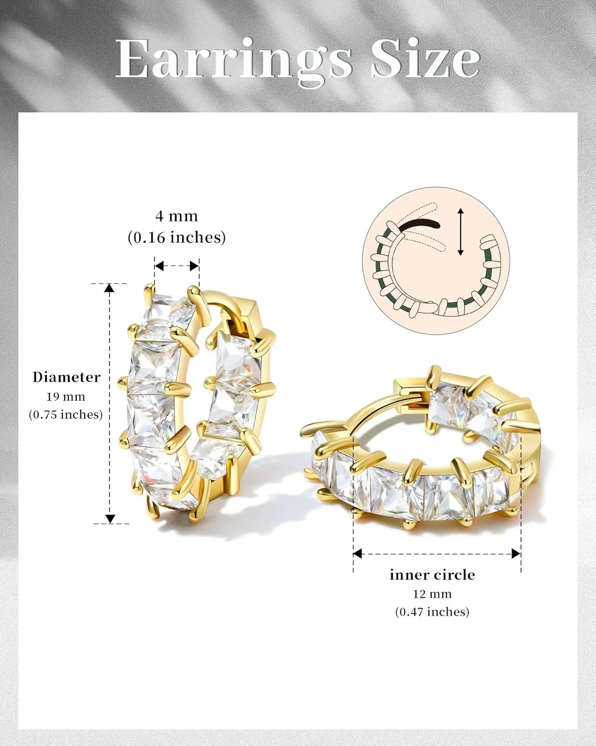 Mesovor Cubic Zirconia Gold Hoop Earrings for Women Trendy, 18K Gold Plated Lightweight Huggie Hoops Earrings | Green Black Red Stones CZ Earrings Jewelry