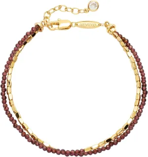 MEVECCO Bead Bracelet for Women Layered Stone Mixed Bracelets 18K Gold Plated Handmade Custom Beaded Charm Chain Bracelet Stack Jewelry Gifts