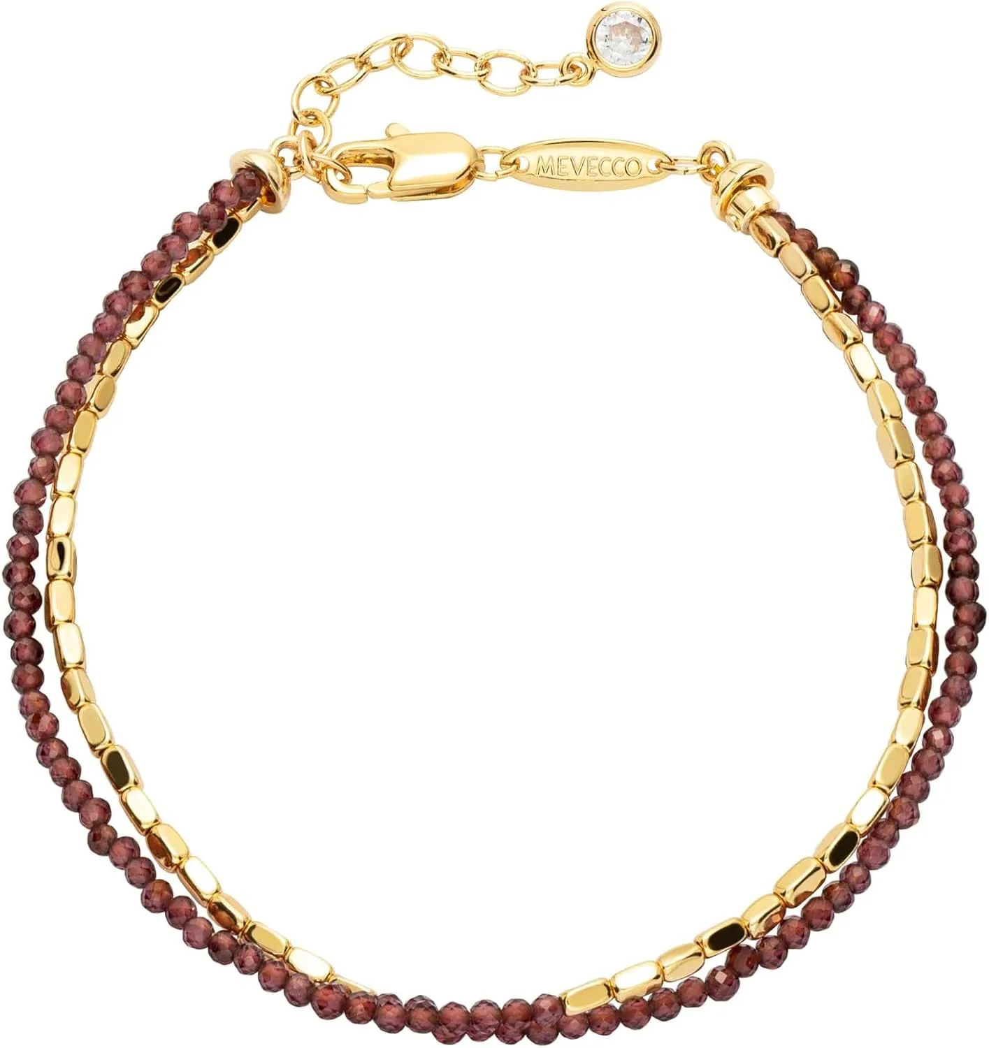 MEVECCO Bead Bracelet for Women Layered Stone Mixed Bracelets 18K Gold Plated Handmade Custom Beaded Charm Chain Bracelet Stack Jewelry Gifts