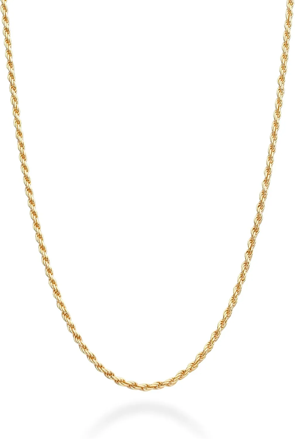 Miabella Italian 925 Sterling Silver, 18K Gold Plated 1.5mm Diamond-Cut Rope Chain Necklace for Women Men | Made in Italy