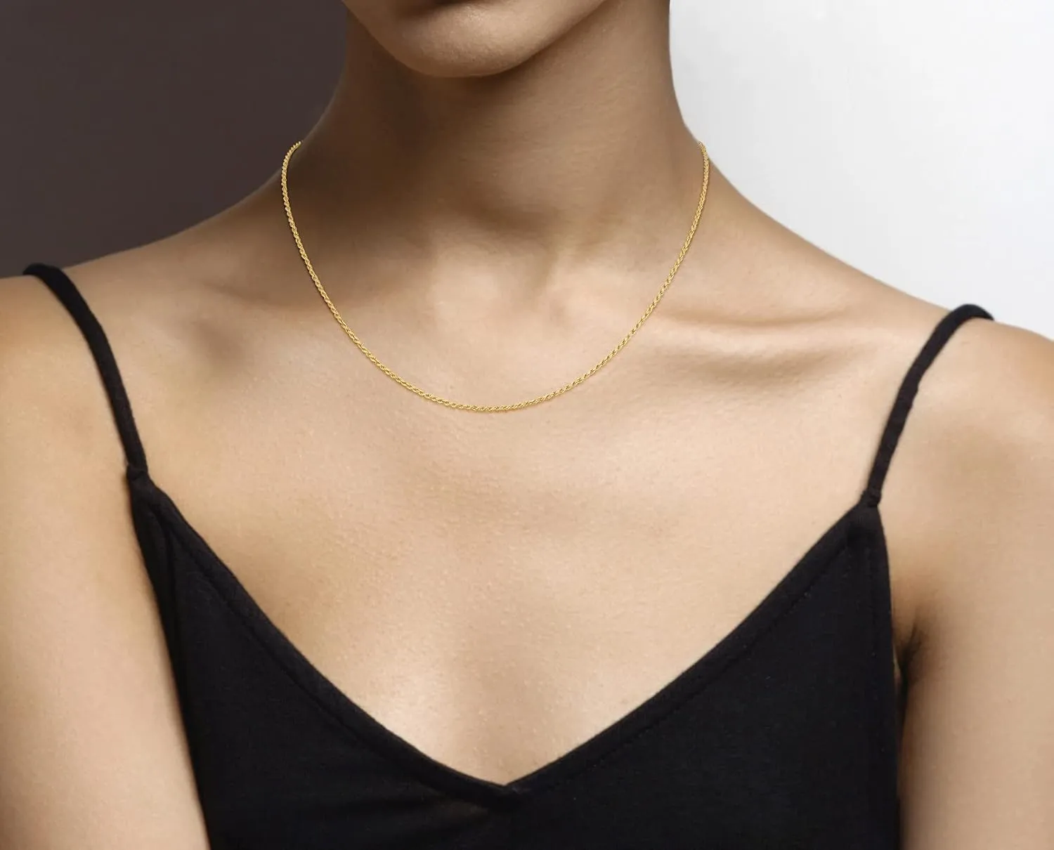 Miabella Italian 925 Sterling Silver, 18K Gold Plated 1.5mm Diamond-Cut Rope Chain Necklace for Women Men | Made in Italy