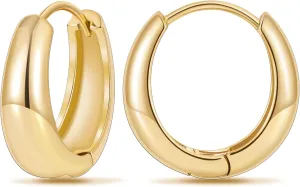 micuco Gold Hoop Earrings for Women, Gold Chunky Hollow Thick Hoops Earrings for Women