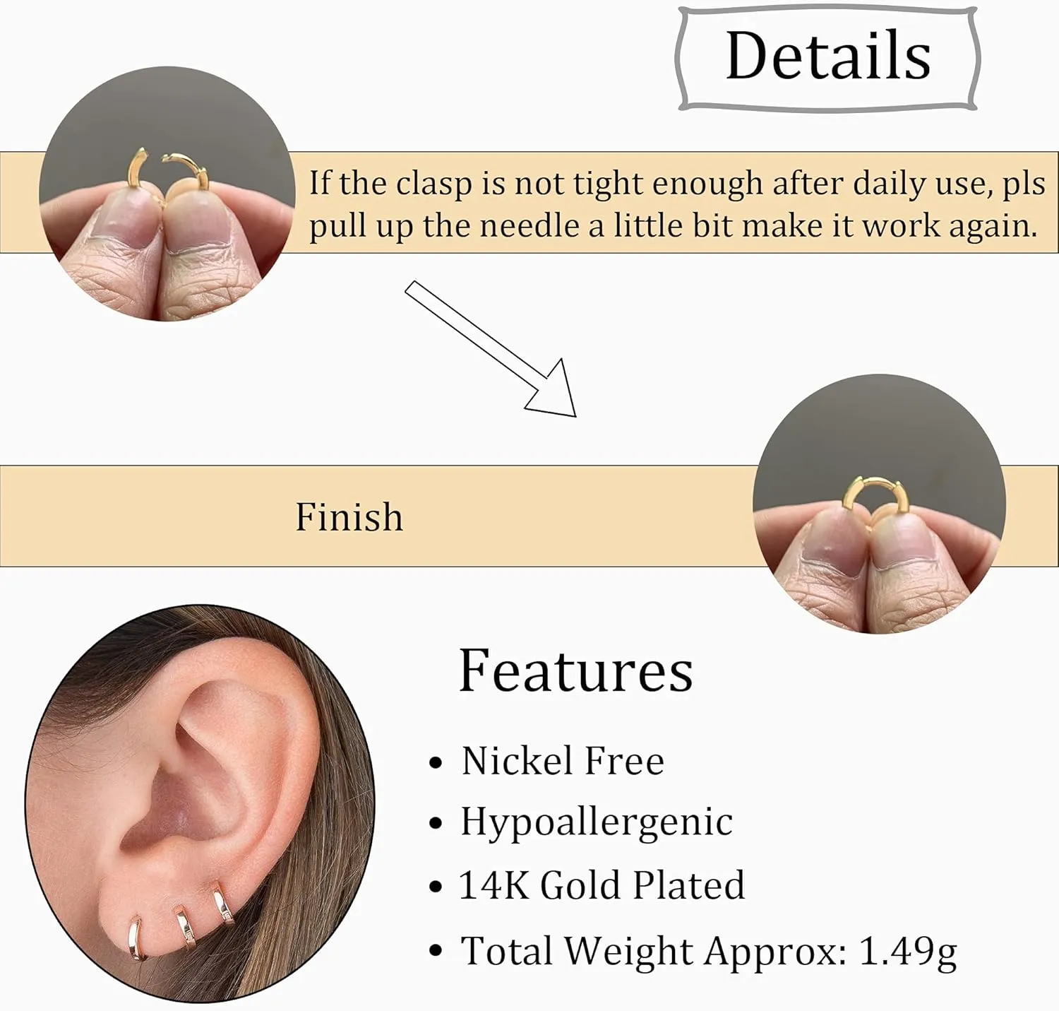 micuco Small Gold Hoop Earrings for Women 14K Gold Plated Huggie Hoop Earrings