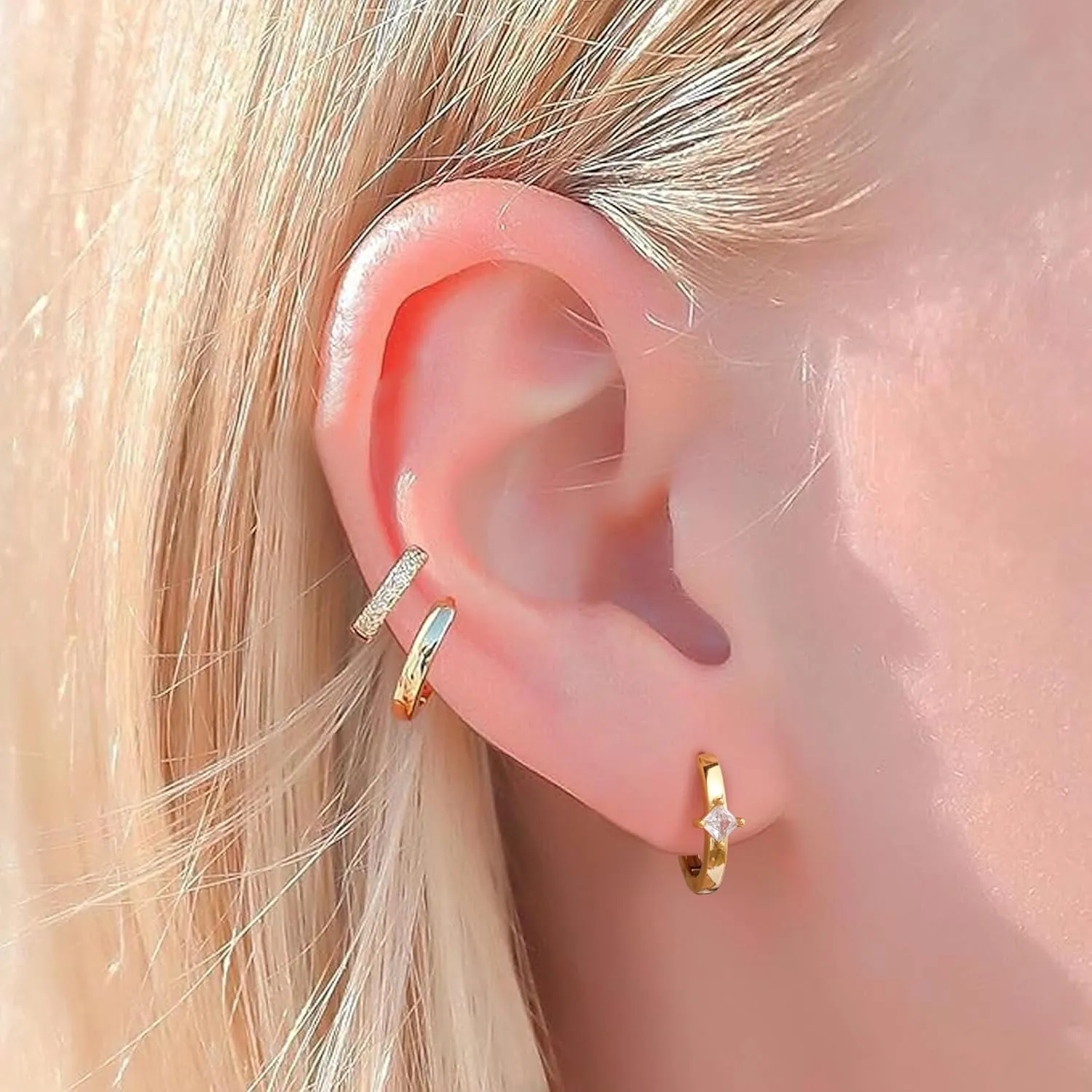micuco Small Hoop Earrings for Women Tiny Cartilage Hoop Earrings for Men Helix Daith Tragus Ear Hugging Hoop Earrings Sleeper Hypoallergenic Earrings