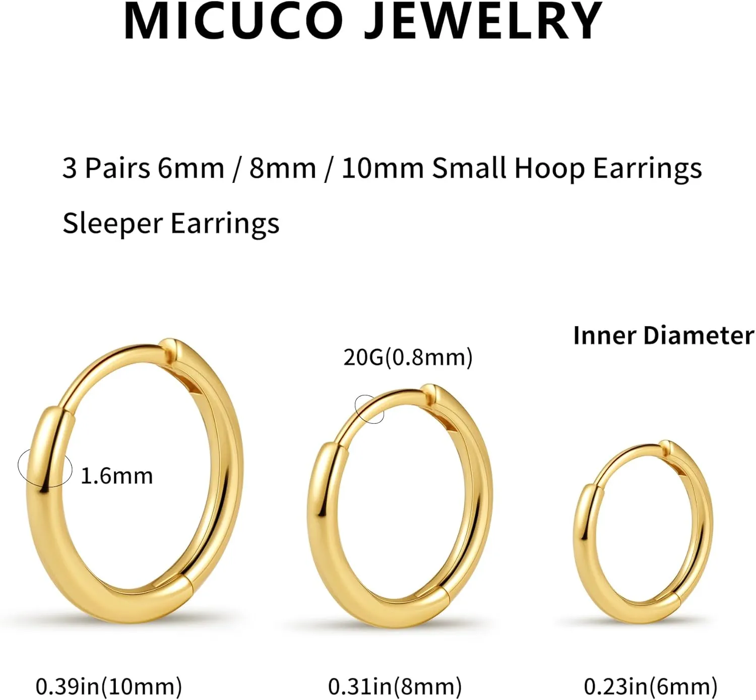 micuco Small Hoop Earrings for Women Tiny Cartilage Hoop Earrings for Men Helix Daith Tragus Ear Hugging Hoop Earrings Sleeper Hypoallergenic Earrings