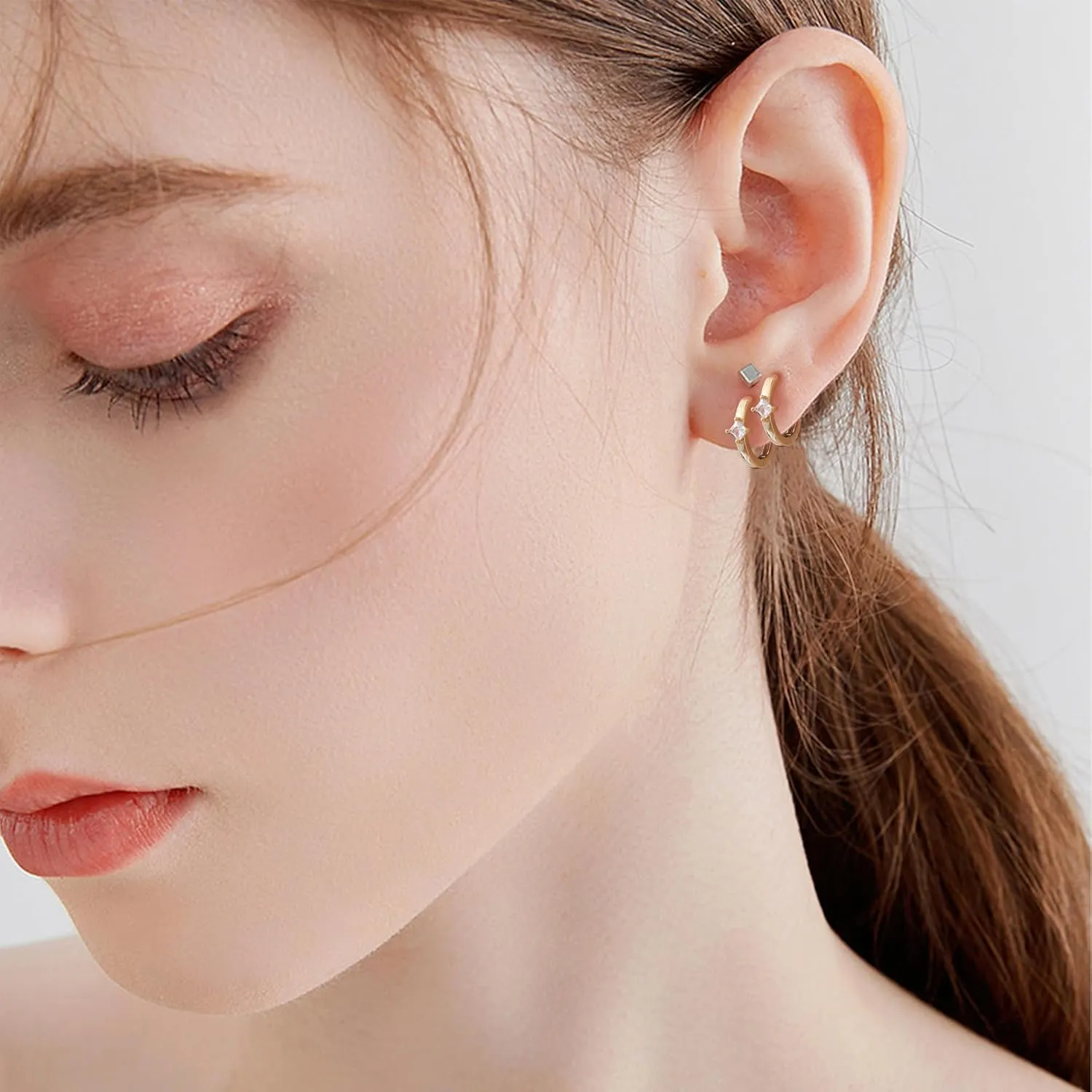 micuco Small Hoop Earrings for Women Tiny Cartilage Hoop Earrings for Men Helix Daith Tragus Ear Hugging Hoop Earrings Sleeper Hypoallergenic Earrings