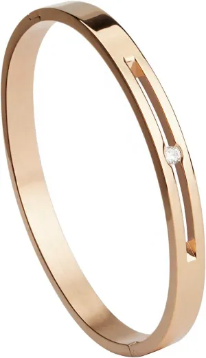 MILAKOO 6/8mm Stainless Steel Bangle Bracelet Hollow with Rhinestone Cuff for Women
