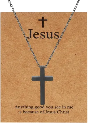 MILAKOO Cross Pendant Necklace Multi-layered Choker Crucifix Inspiration Bible Verse Card Baptism Confirmation Gifts