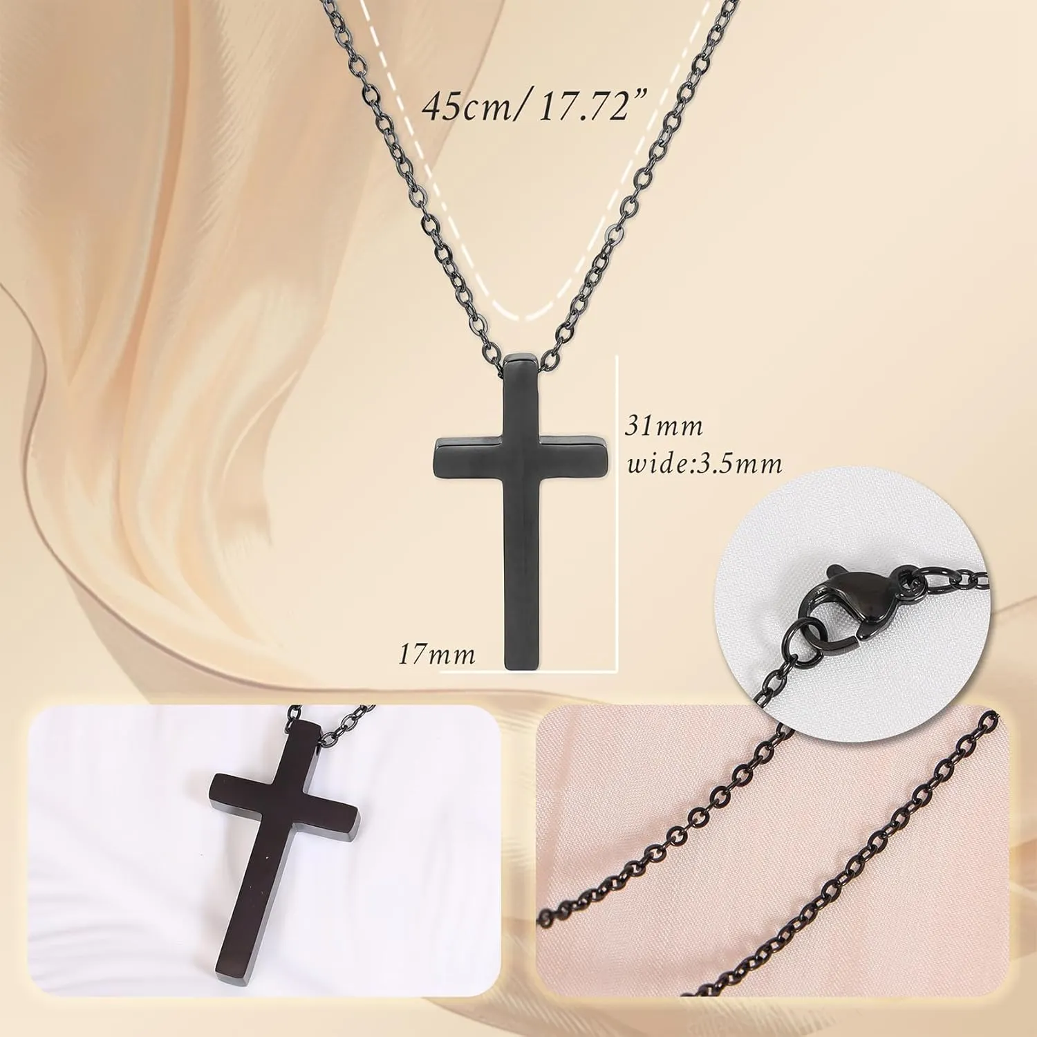MILAKOO Cross Pendant Necklace Multi-layered Choker Crucifix Inspiration Bible Verse Card Baptism Confirmation Gifts