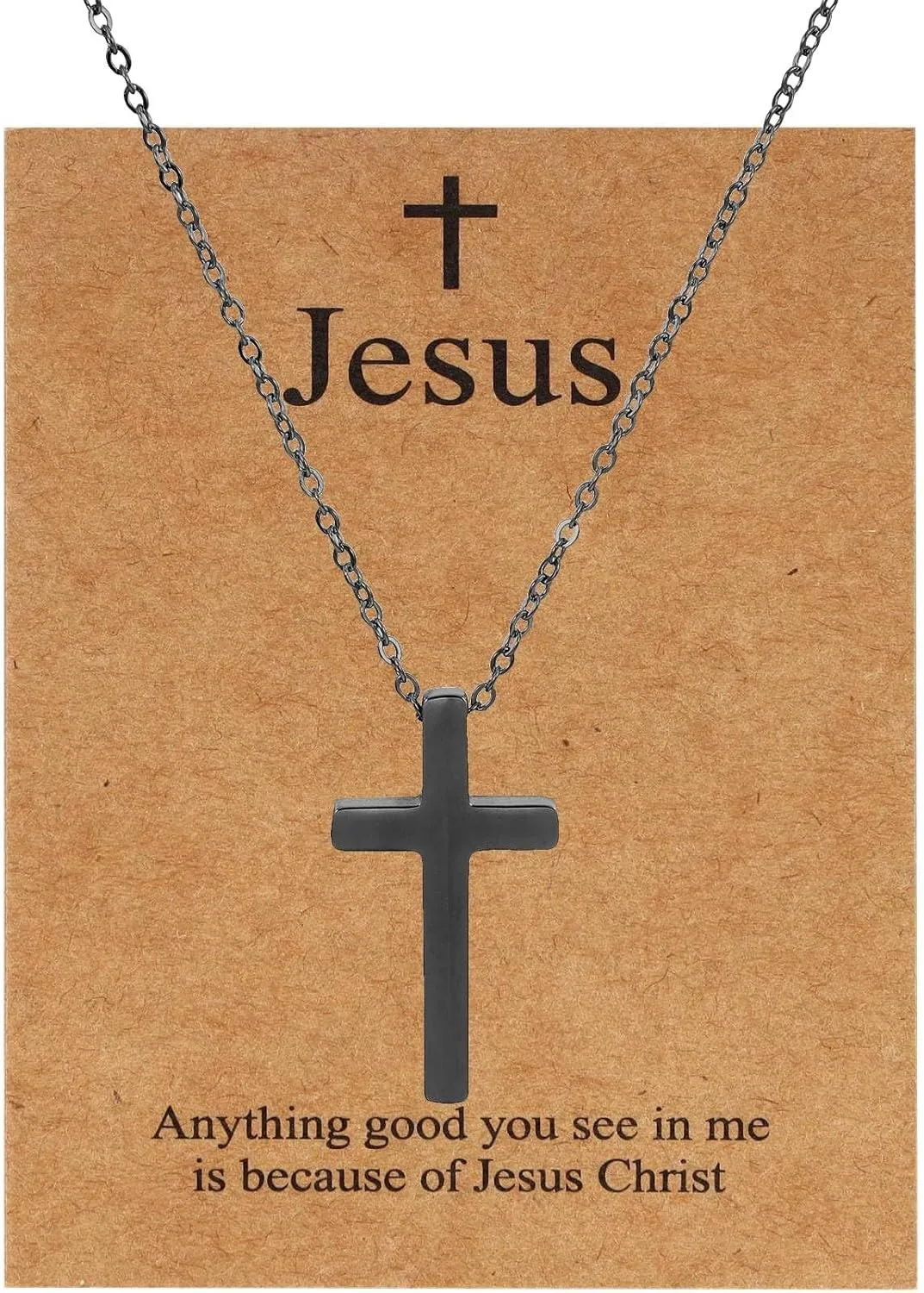 MILAKOO Cross Pendant Necklace Multi-layered Choker Crucifix Inspiration Bible Verse Card Baptism Confirmation Gifts