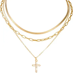 MILAKOO Snake Chains Necklace for Women Gold Plated Layered Choker Trendy Minimalist Dainty Birthday Gifts