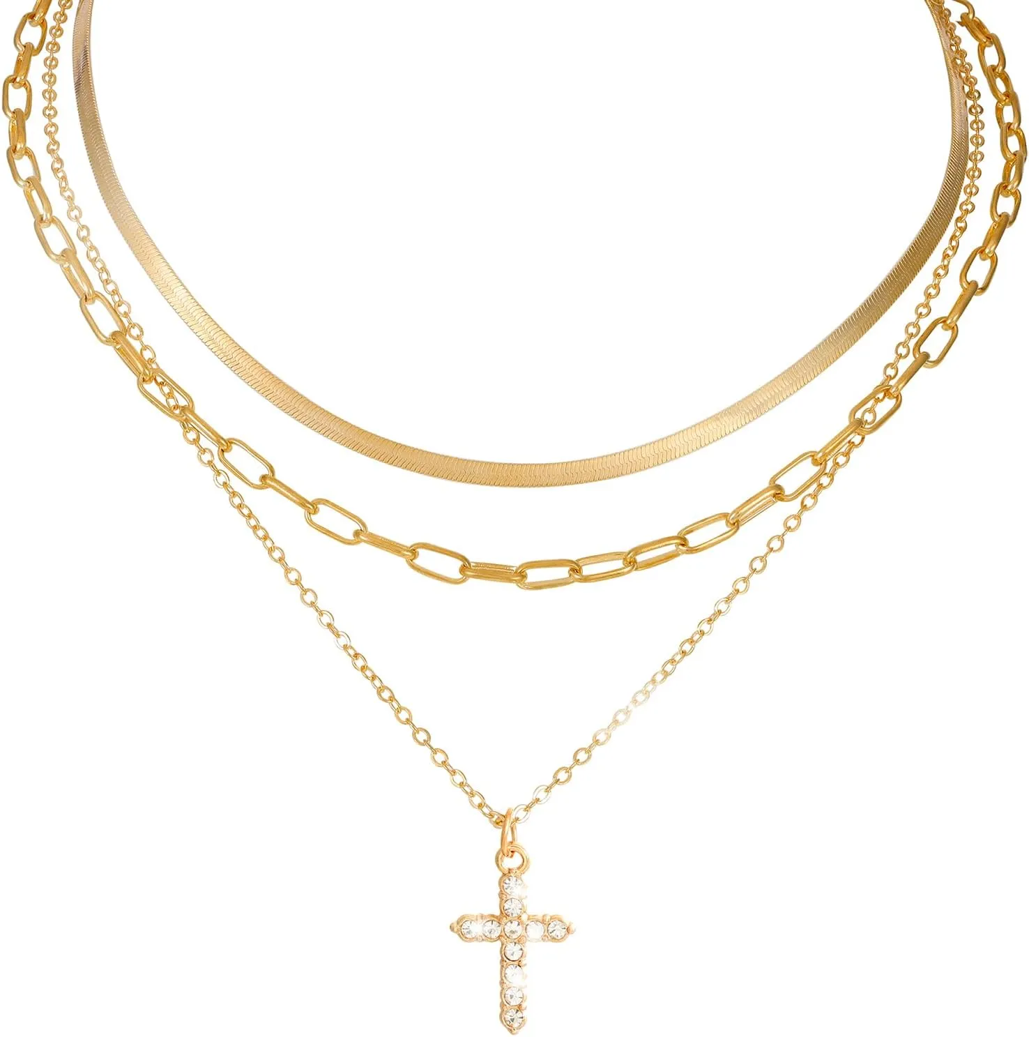 MILAKOO Snake Chains Necklace for Women Gold Plated Layered Choker Trendy Minimalist Dainty Birthday Gifts