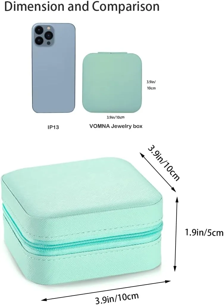 Mini Jewelry Travel Case,Small Jewelry Box,Traveling Jewelry Organizer,Portable Jewellery Storage Holder for Rings Earrings Necklace Bracelet Bangle for Girls Women(Blue - 1 pack)