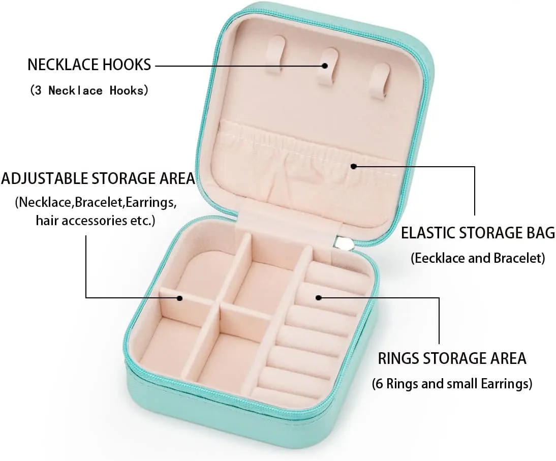 Mini Jewelry Travel Case,Small Jewelry Box,Traveling Jewelry Organizer,Portable Jewellery Storage Holder for Rings Earrings Necklace Bracelet Bangle for Girls Women(Blue - 1 pack)