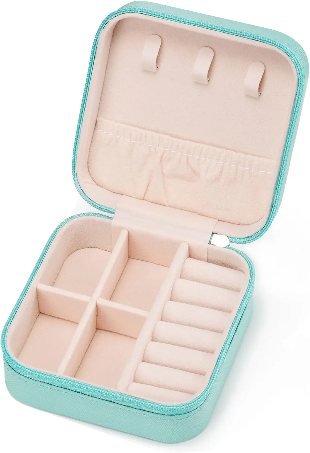 Mini Jewelry Travel Case,Small Jewelry Box,Traveling Jewelry Organizer,Portable Jewellery Storage Holder for Rings Earrings Necklace Bracelet Bangle for Girls Women(Blue - 1 pack)