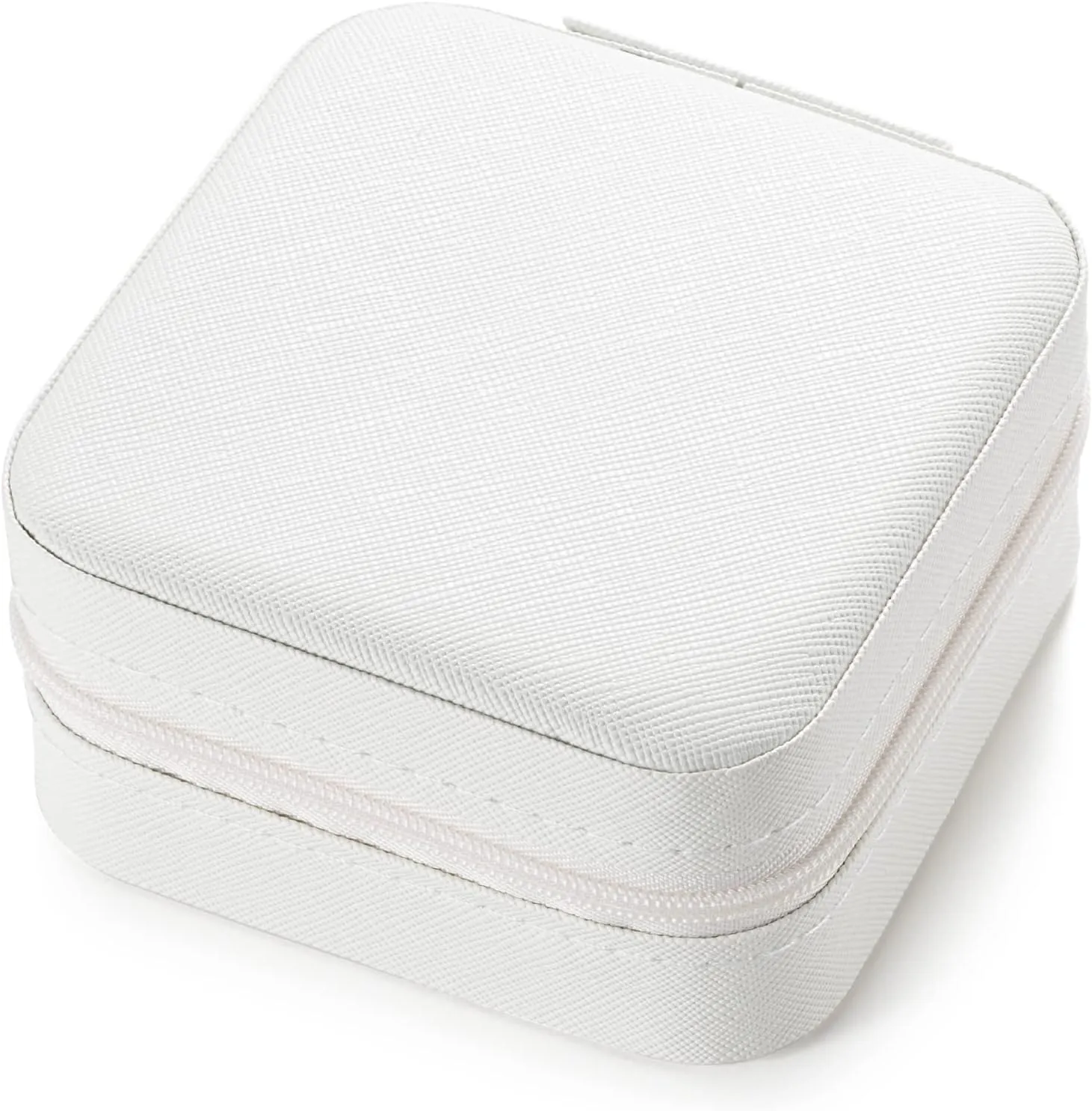 Mini Jewelry Travel Case,Small Jewelry Box,Traveling Jewelry Organizer,Portable Jewellery Storage Holder for Rings Earrings Necklace Bracelet Bangle Organizer Boxes for Girls Women(PU-White)