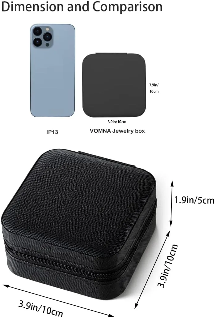 Mini Jewelry Travel Case,Small Jewelry Box,Traveling Jewelry Organizer,Portable Jewellery Storage Holder for Rings Earrings Necklace Bracelet Bangle Organizer,Boxes for Girls Women(PU-Black)
