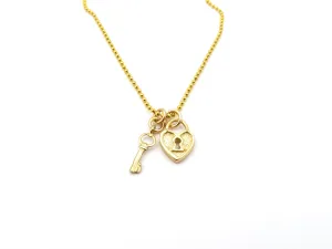 Mini Lock and Key Gold Necklace