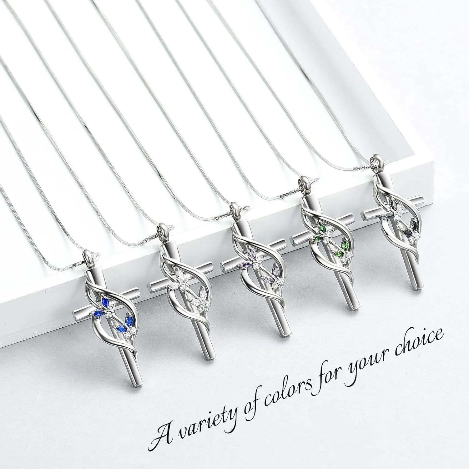 Minicremation Cremation Jewelry Urn Necklaces for Ashes Crystal Butterfly Cross Memorial Pendant for Women Girl Keepsake Gifts Funeral Cross Urn Locket